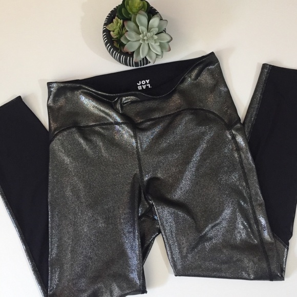 JOY LAB Metallic Shine Leggings Large - Picture 2 of 8